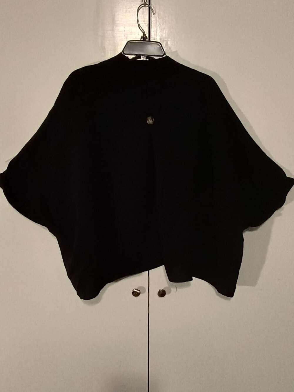 RAIN Black Open Front Cocoon Cardigan Topper Size L 100% Viscose Batwing Kimono - Picture 3 of 6